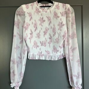 Wilfred by Aritzia Pink Floral Long Sleeve Blouse